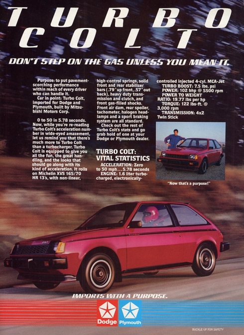1984 dodge colt turbo advertisement